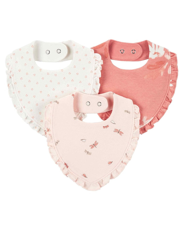 Kit babador bebê 3 peças bichinhos floral multicor