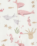 Macacão bebê manga longa com pezinho fundo do mar branco | Carter's