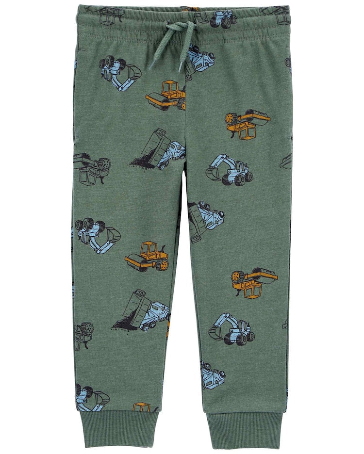 Calça de moletom infantil dinossauro verde