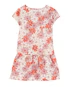 Vestido infantil evasê floral camadas off-white |