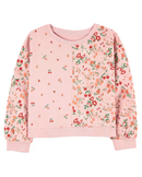 Blusa de moletom infantil floral misto rosa |