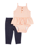 Conjunto longo bebê 2 peças de elástico listrado multicor | Carter's