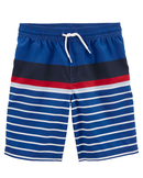 Bermuda água infantil com cordão listrada azul |