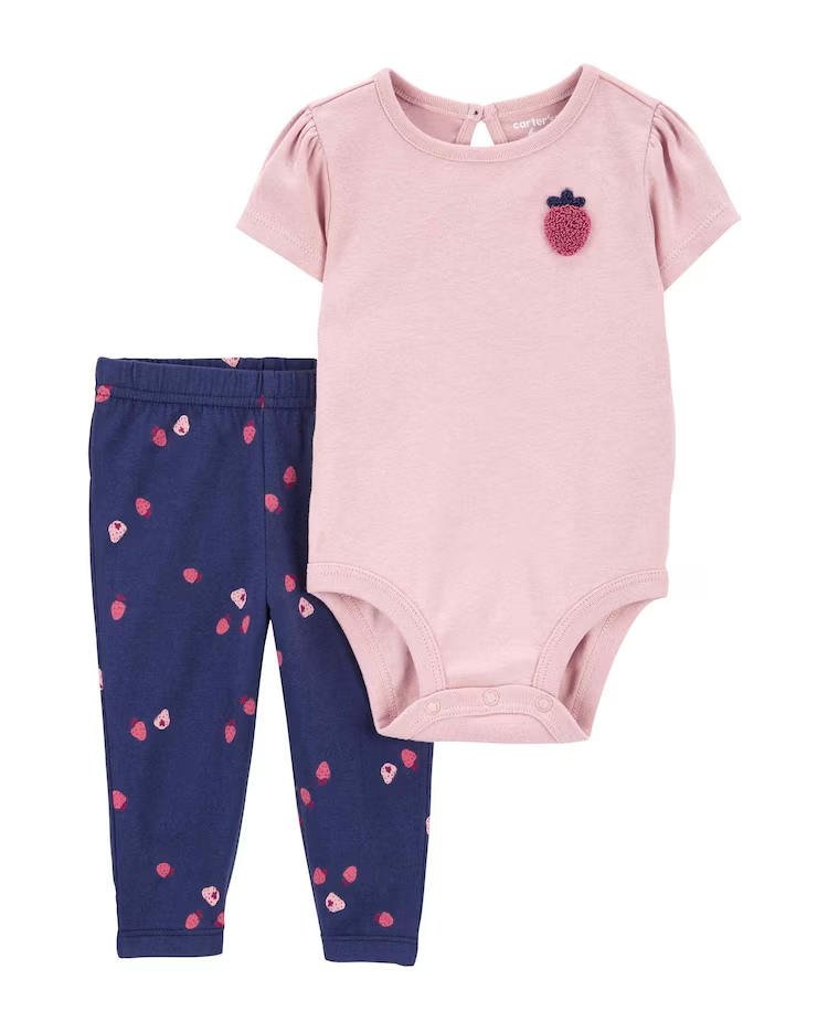 Conjunto longo bebê 2 peças morangos multicor | Carter's