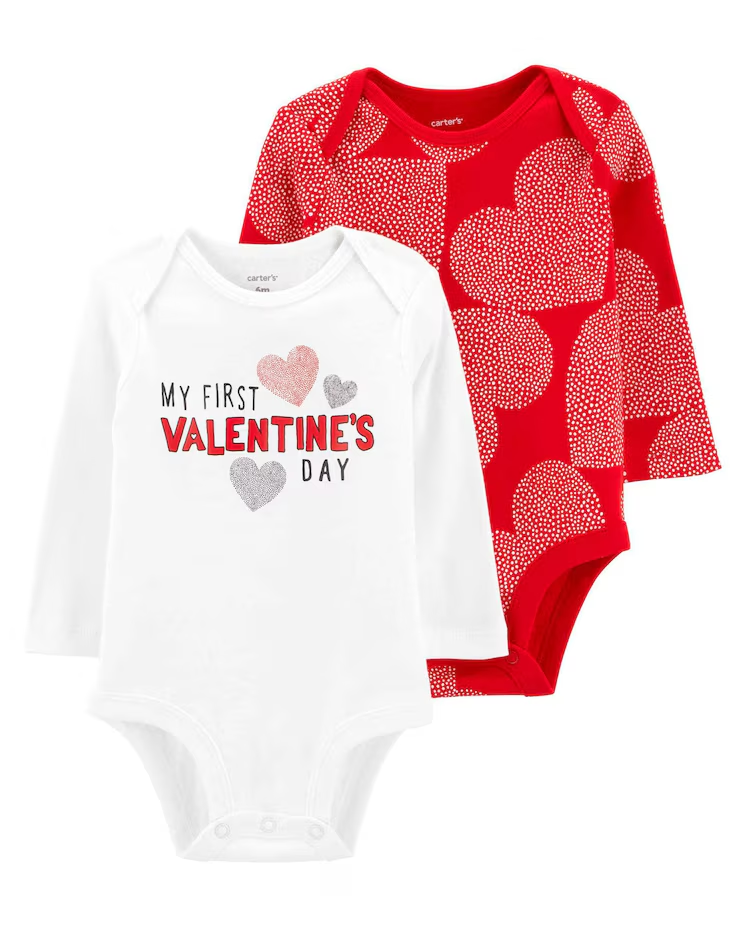 Kit body bebê 2 peças my first valentine's day multicor | Carter's