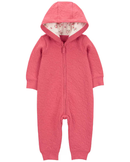 Macacão bebê com capuz matelado coração rosa | Carter's