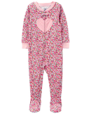 Macacão pijama bebê com pezinho coração floral | Carter's