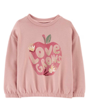 Blusa infantil manga longa maçã rosa |
