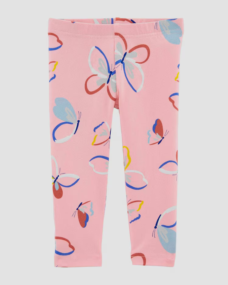 Calça legging infantil borboletas rosa |