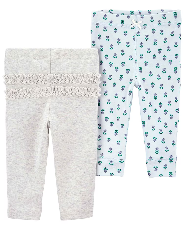 Kit calça de moletom bebê de 2 peças floral multicor | Carter's