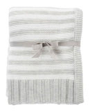 Manta bebê de tricot listrada branca |