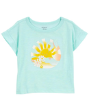 Camiseta infantil manga curta sol azul |
