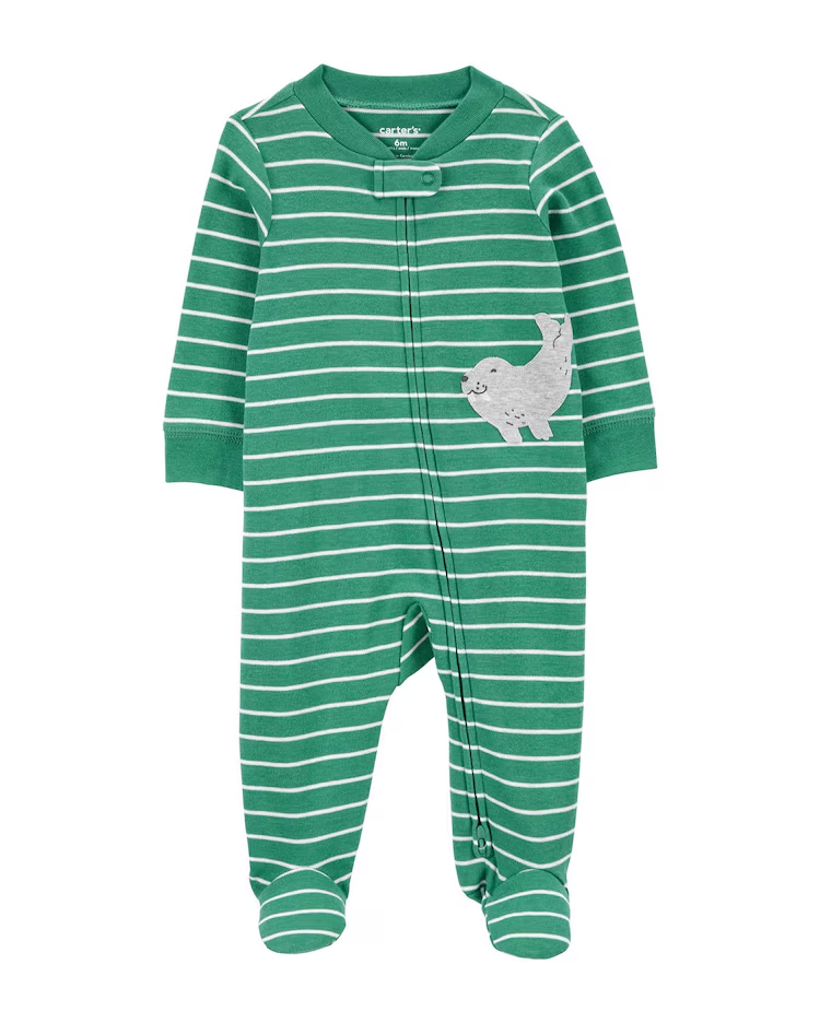Macacão bebê foca listrada verde | Carter's