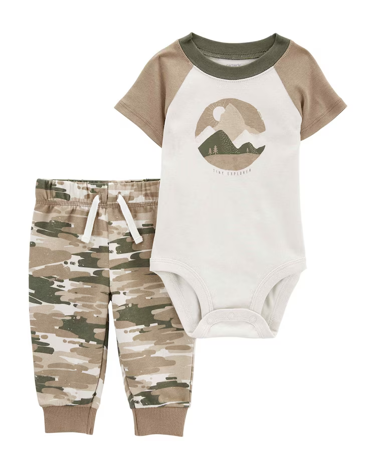 Conjunto longo bebê 2 peças camuflado multicor |